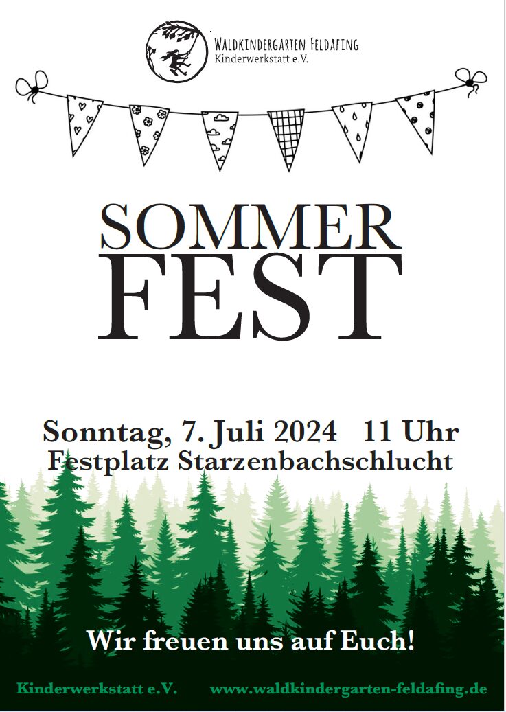 Read more about the article Sommerfest im Waldkindergarten Feldafing am Samstag, den 06. Juli 2024 (geändertes Datum!)